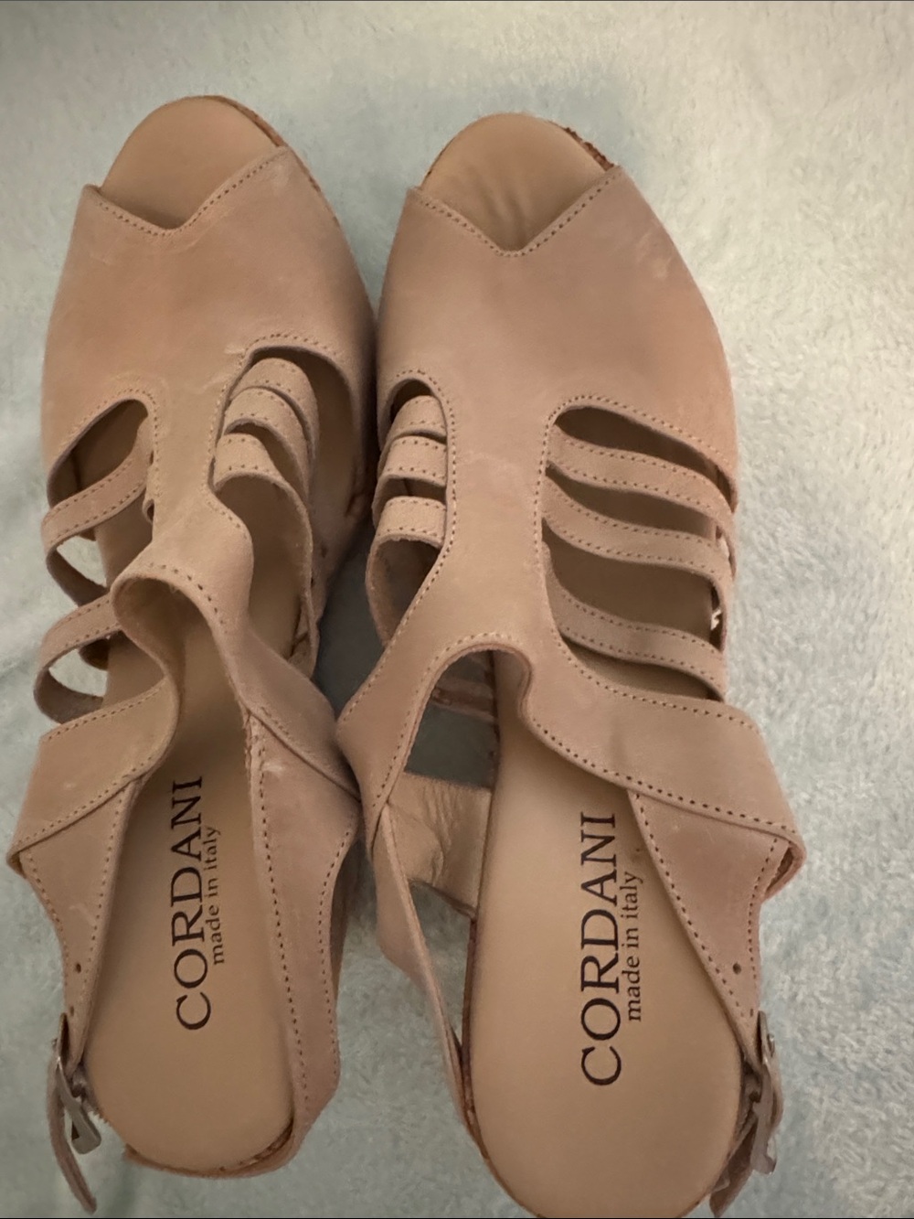 Cordani Nude Blush Cutout Peep-Toe Slingback Sandals